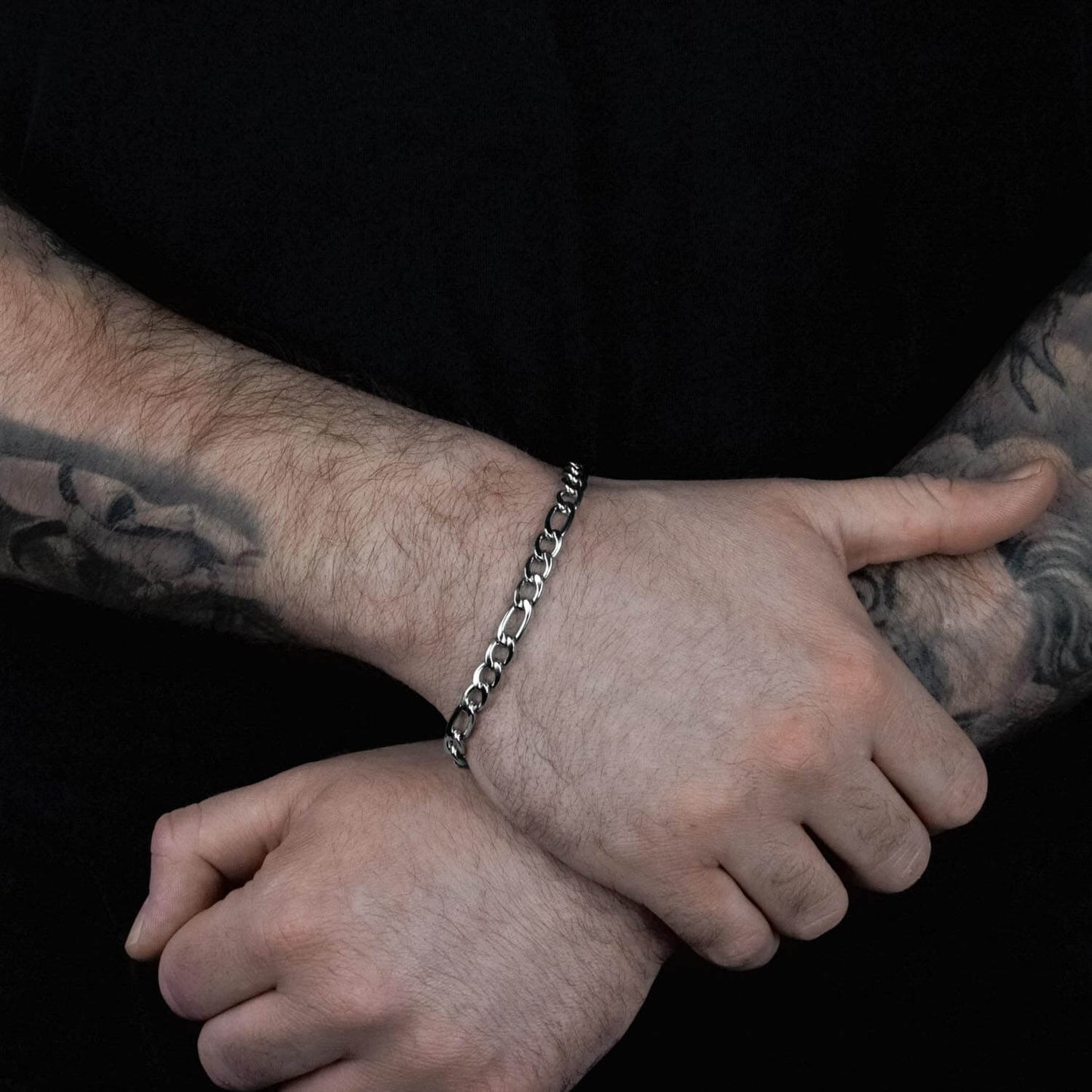 Figarokettenarmband 7mm - Edelstahl