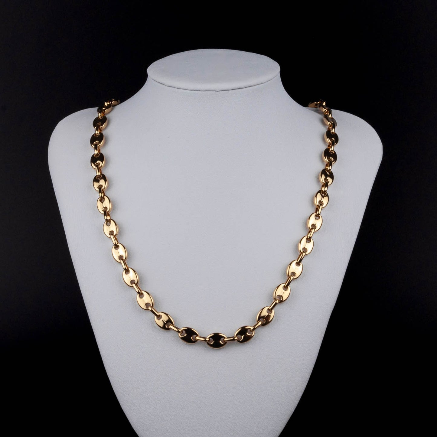 Bohnenkette 8mm - Edelstahl, 18k vergoldet