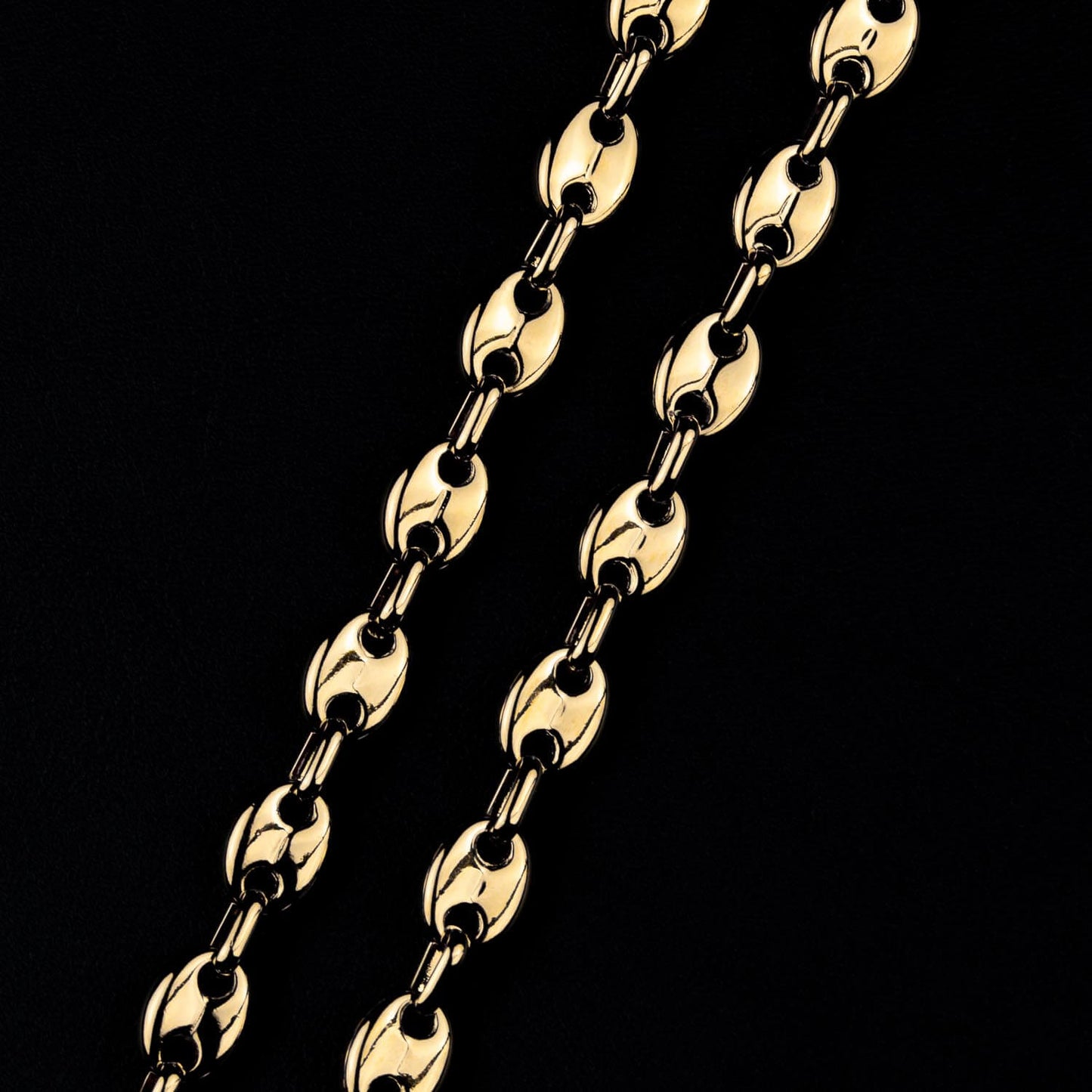 Bohnenkette 8mm - Edelstahl, 18k vergoldet