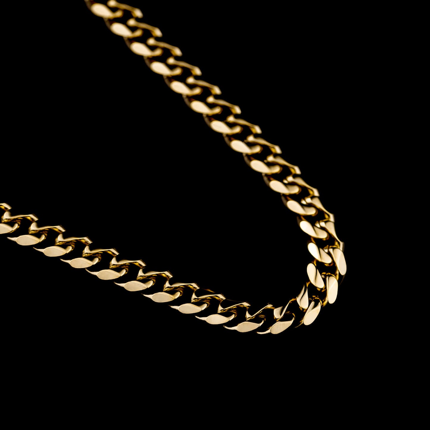 Cuban Link 6-Side 5mm - Edelstahl, 14k vergoldet