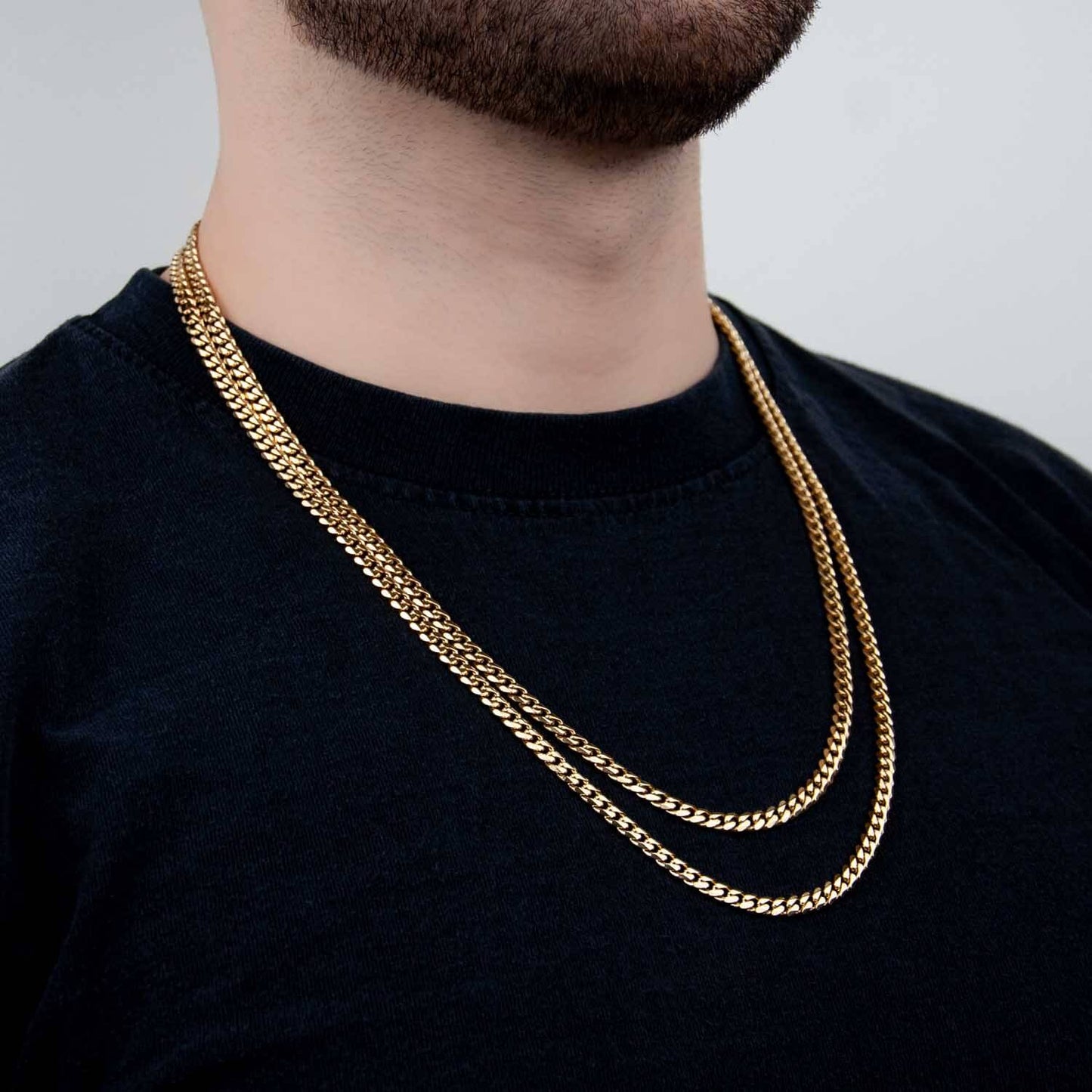 Cuban Link 6-Side 5mm - Edelstahl, 14k vergoldet
