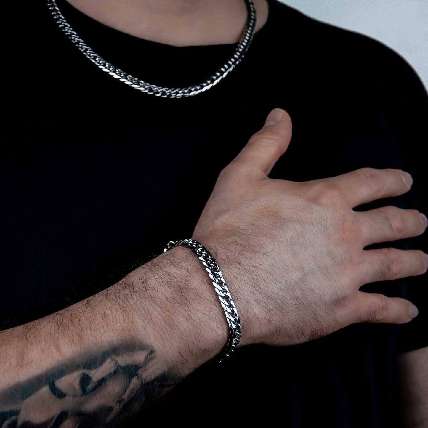 Cuban Link 6-Side Armband 8mm mit Lobster-Verschluss - Edelstahl