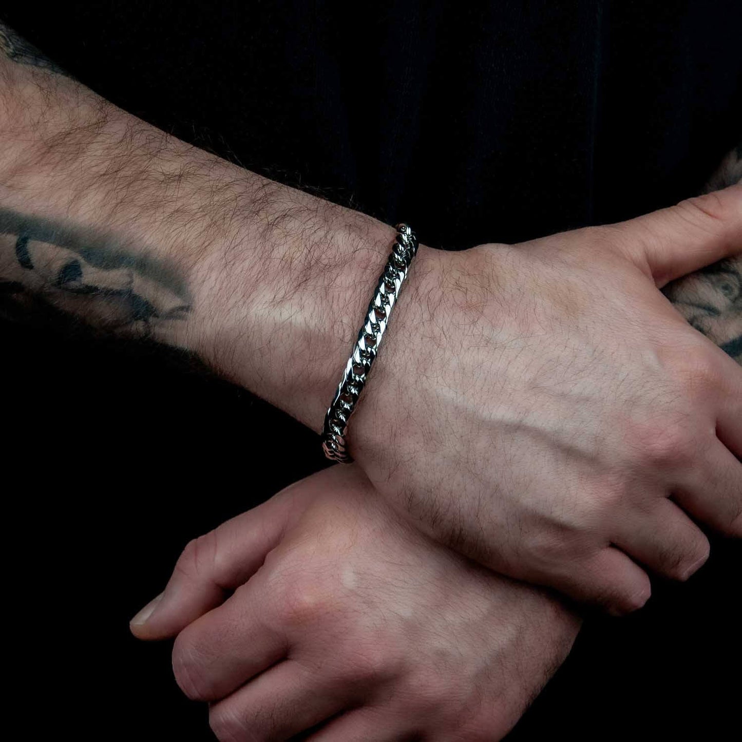 Cuban Link 6-Side Armband 8mm mit Lobster-Verschluss - Edelstahl