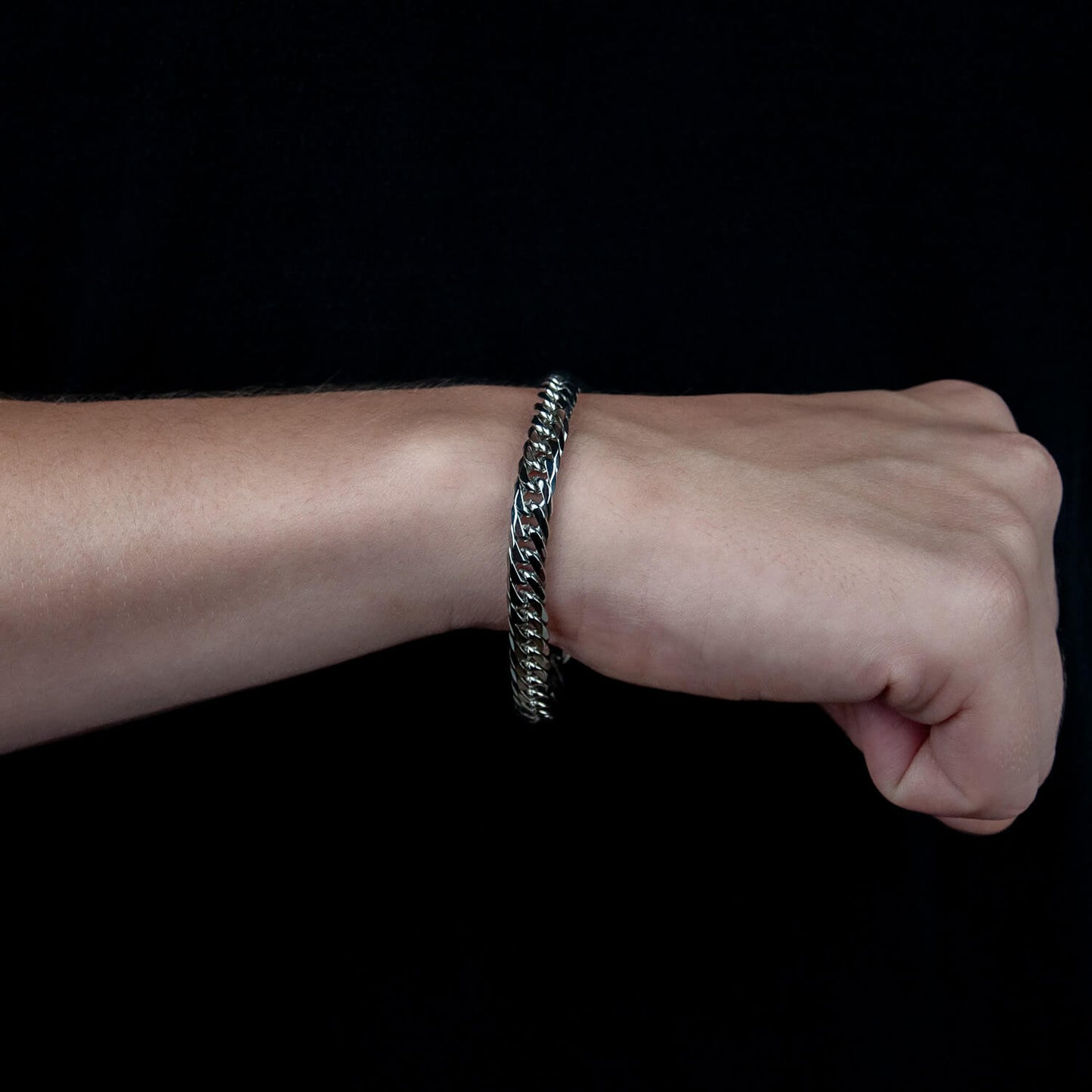 Cuban Link 6-Side Armband 8mm mit Lobster-Verschluss - Edelstahl