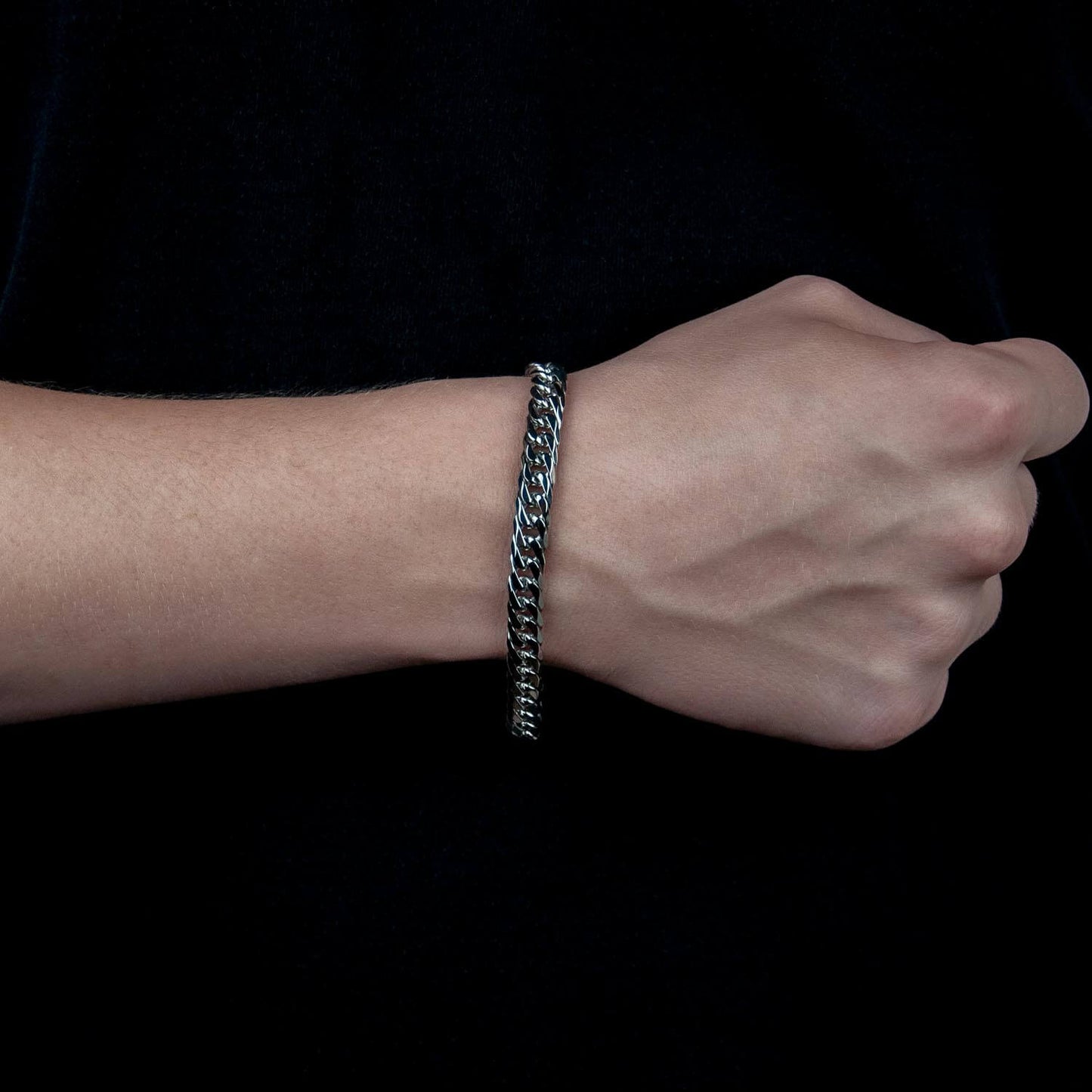 Cuban Link 6-Side Armband 8mm mit Lobster-Verschluss - Edelstahl