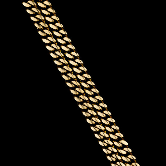 Cuban Link Curb 4mm - Edelstahl, 14k vergoldet