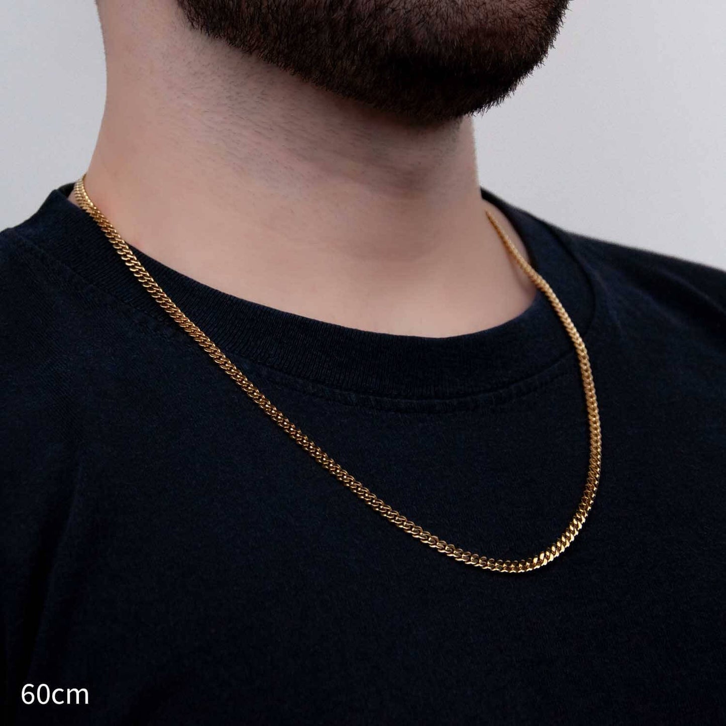 Cuban Link Curb 4mm - Edelstahl, 14k vergoldet