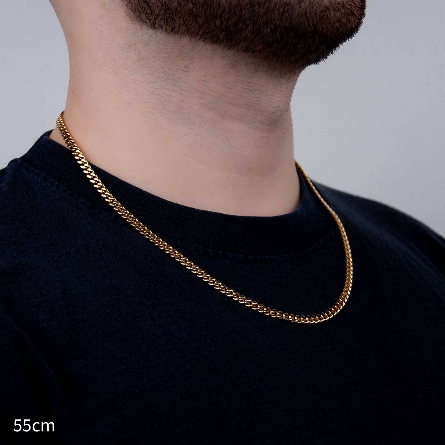 Cuban Link Curb 5mm - Edelstahl, 14k vergoldet