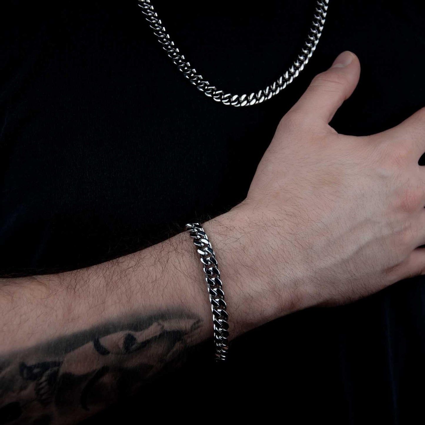 Cuban Link Curb Armband 9mm - Edelstahl