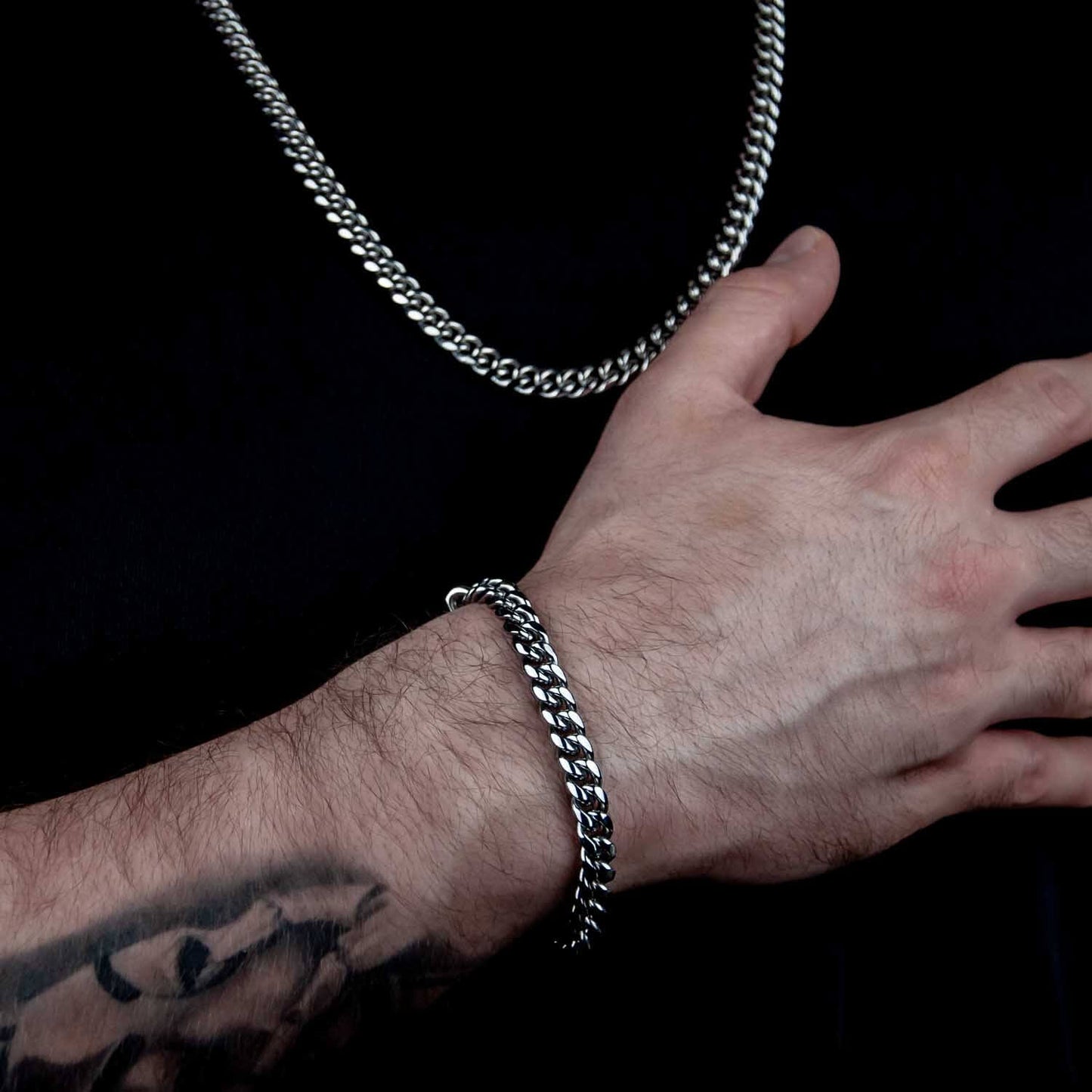 Cuban Link Round Armband 8mm - Edelstahl