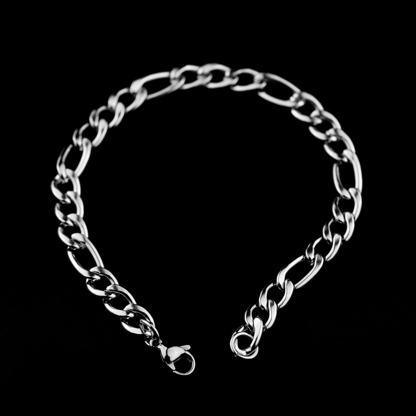 Figarokettenarmband 7mm - Edelstahl