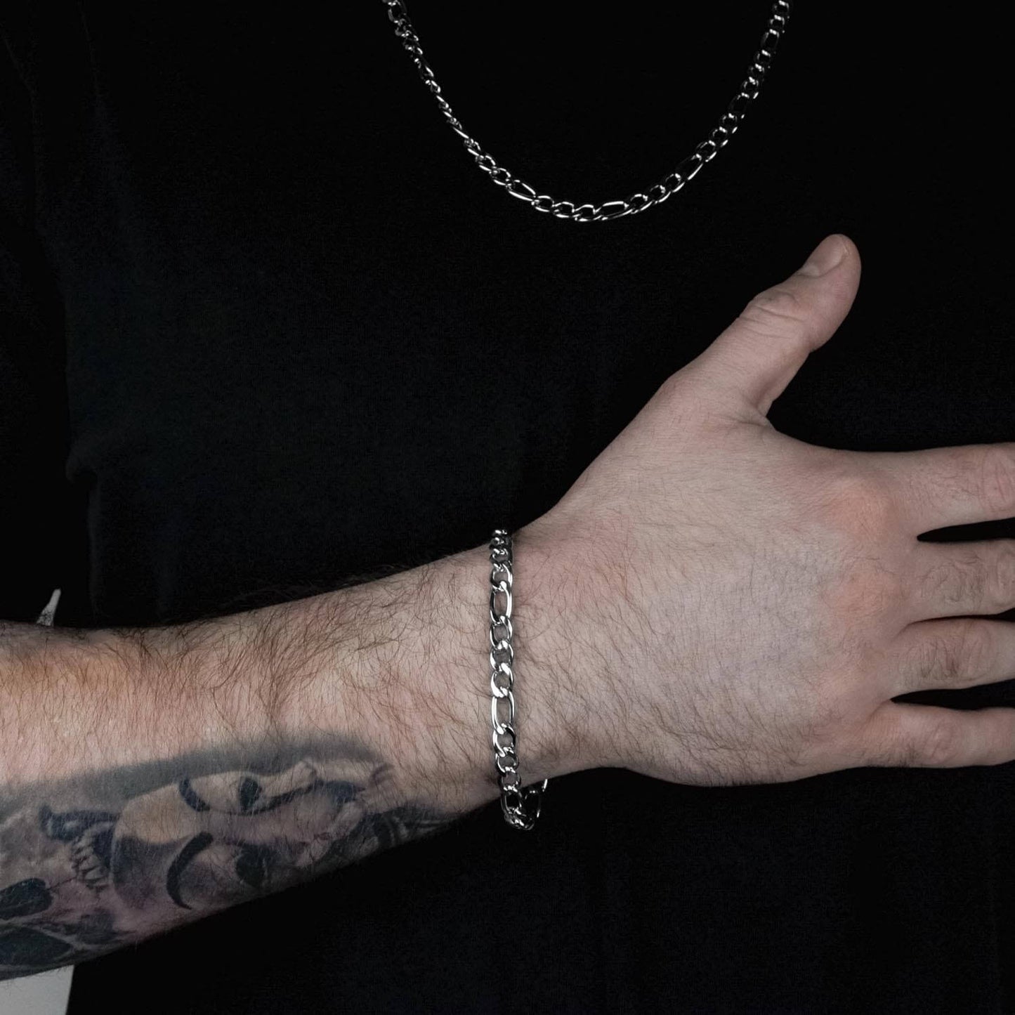 Figarokettenarmband 7mm - Edelstahl