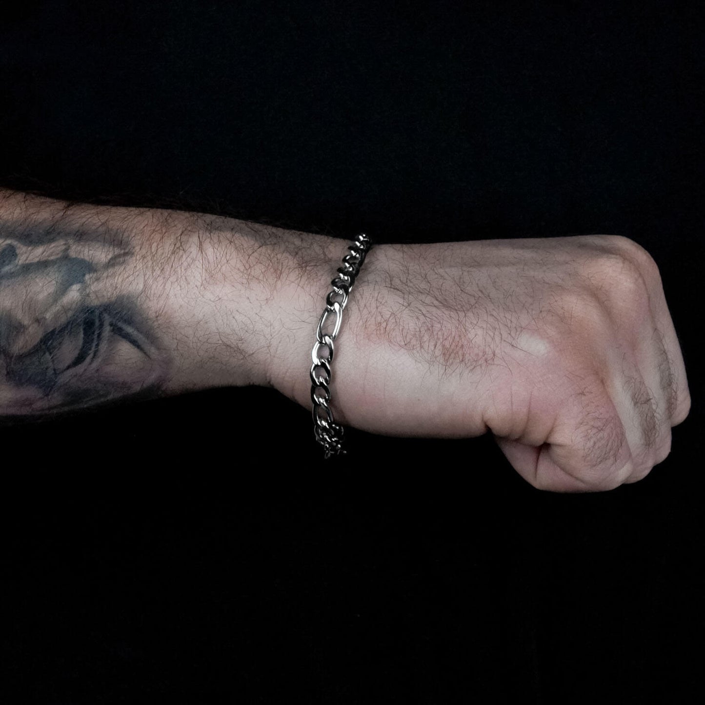 Figarokettenarmband 7mm - Edelstahl