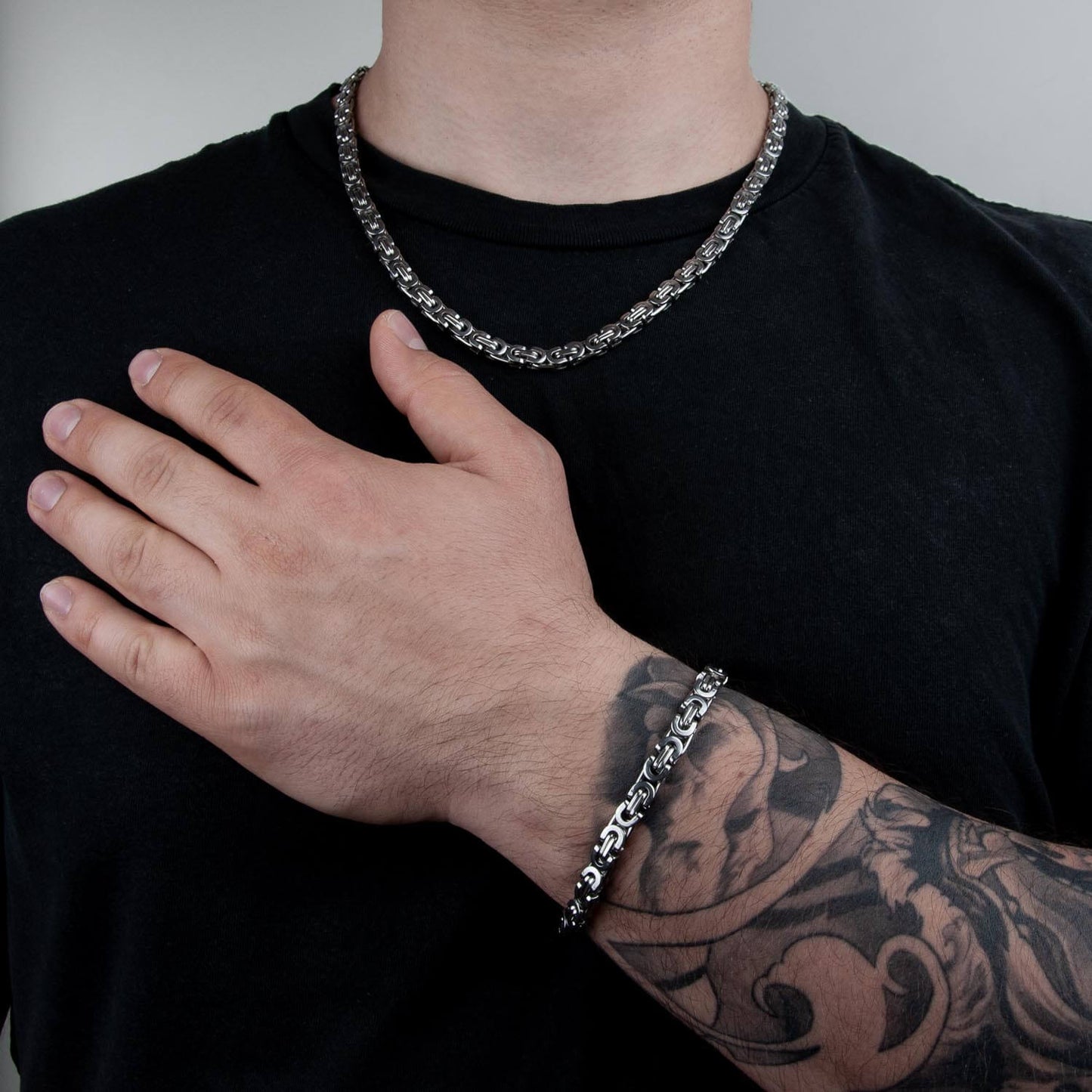 Königskettenarmband flach 6mm - Edelstahl