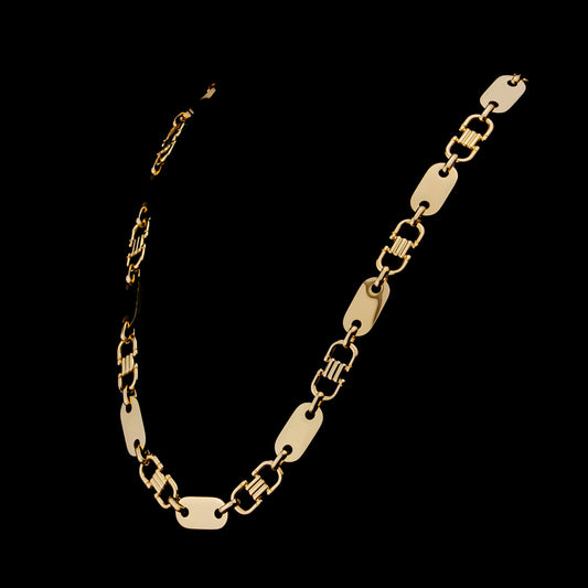 Plattenkette 10mm - Edelstahl, 18k vergoldet