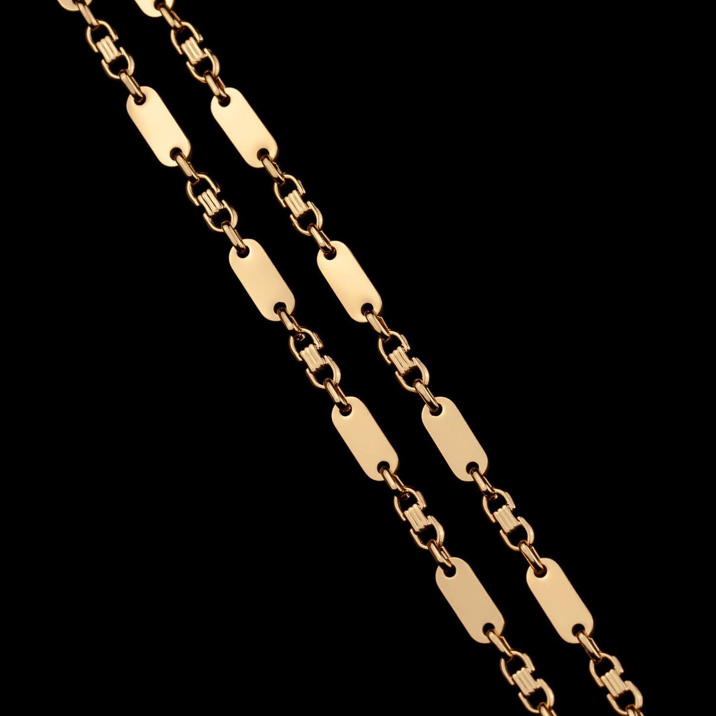Plattenkette 6mm - Edelstahl, 18k vergoldet