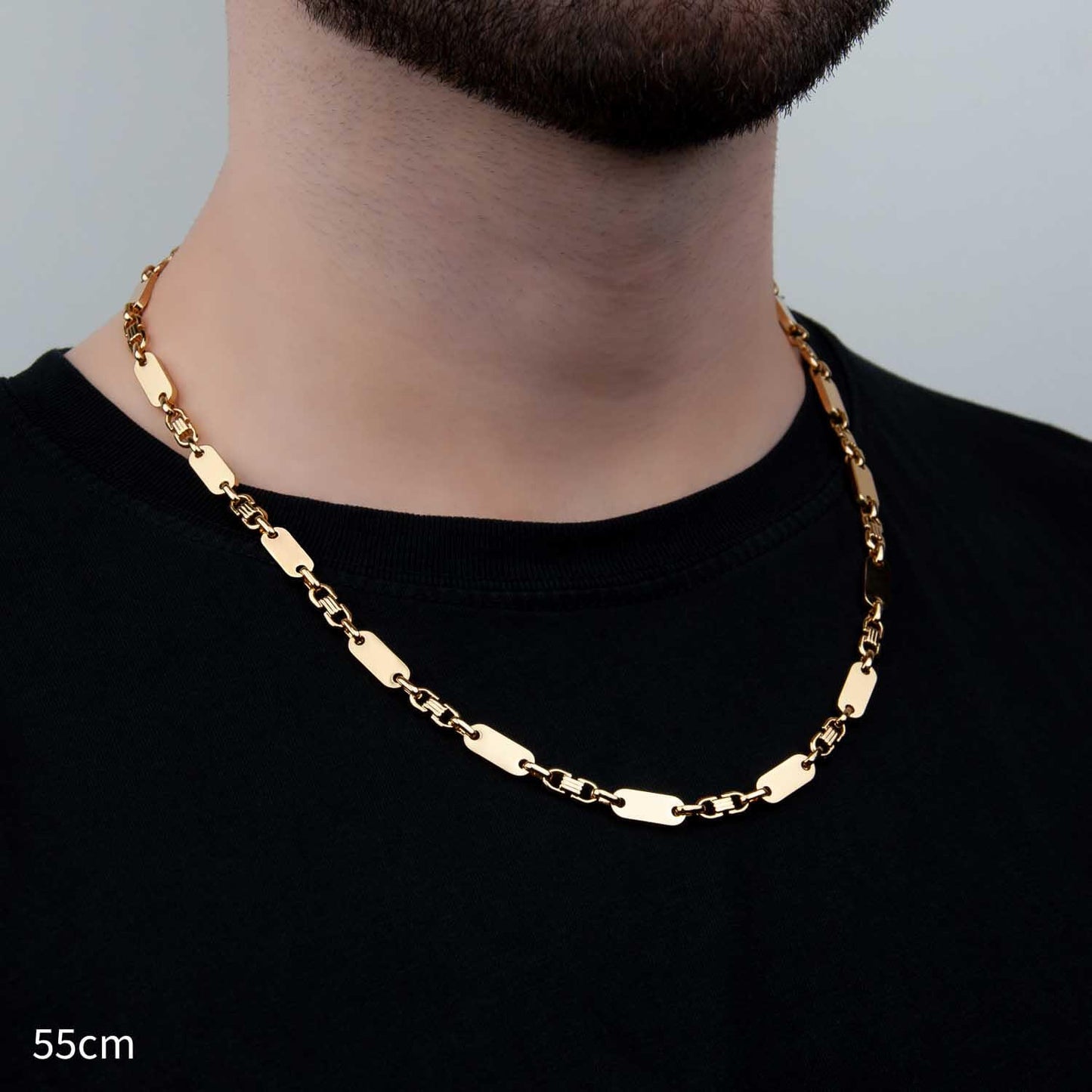 Plattenkette 6mm - Edelstahl, 18k vergoldet
