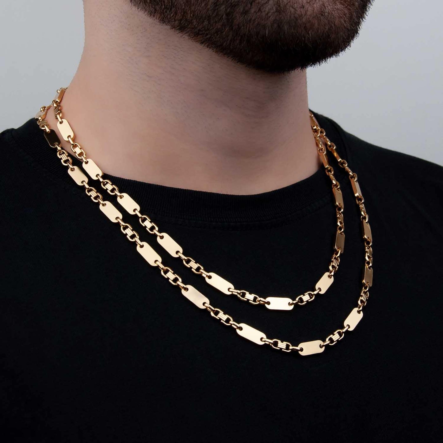 Plattenkette 6mm - Edelstahl, 18k vergoldet