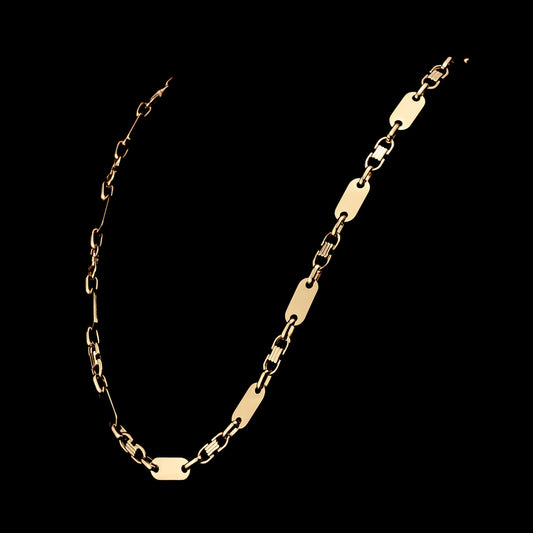 Plattenkette 8mm - Edelstahl, 18k vergoldet