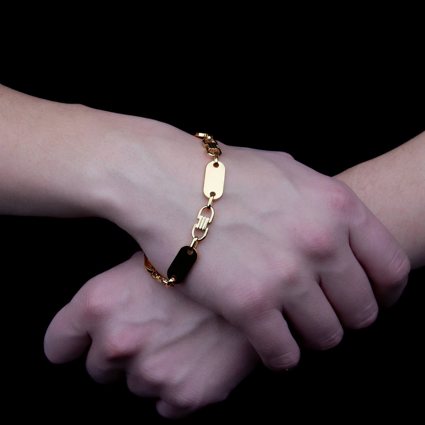 Plattenketten Armband 10mm - Edelstahl, 18k vergoldet