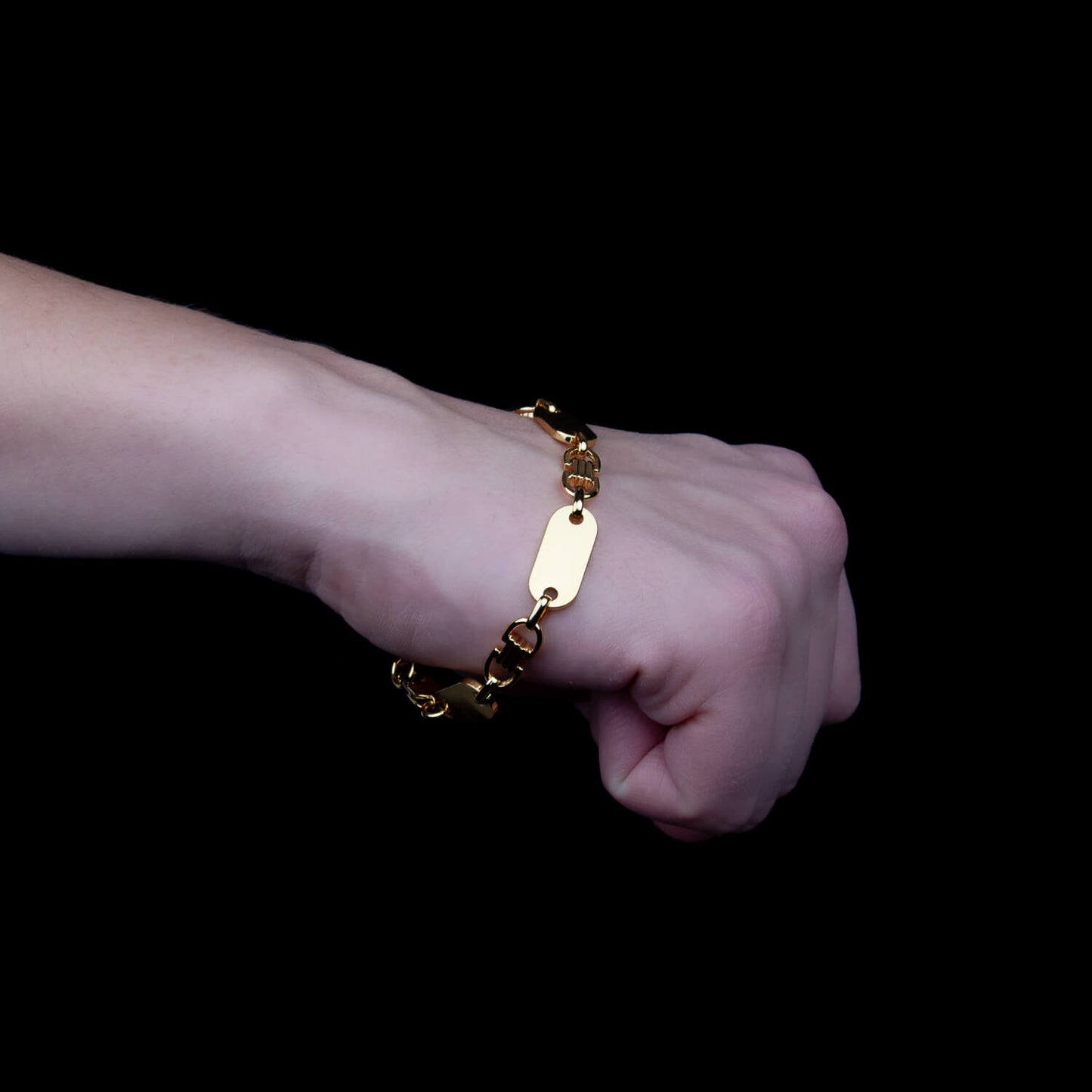 Plattenketten Armband 10mm - Edelstahl, 18k vergoldet