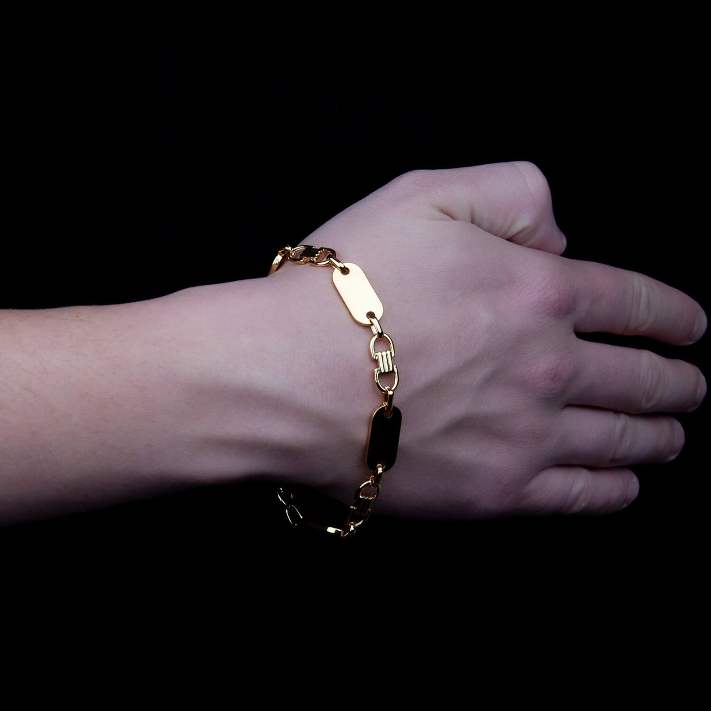 Plattenketten Armband 10mm - Edelstahl, 18k vergoldet