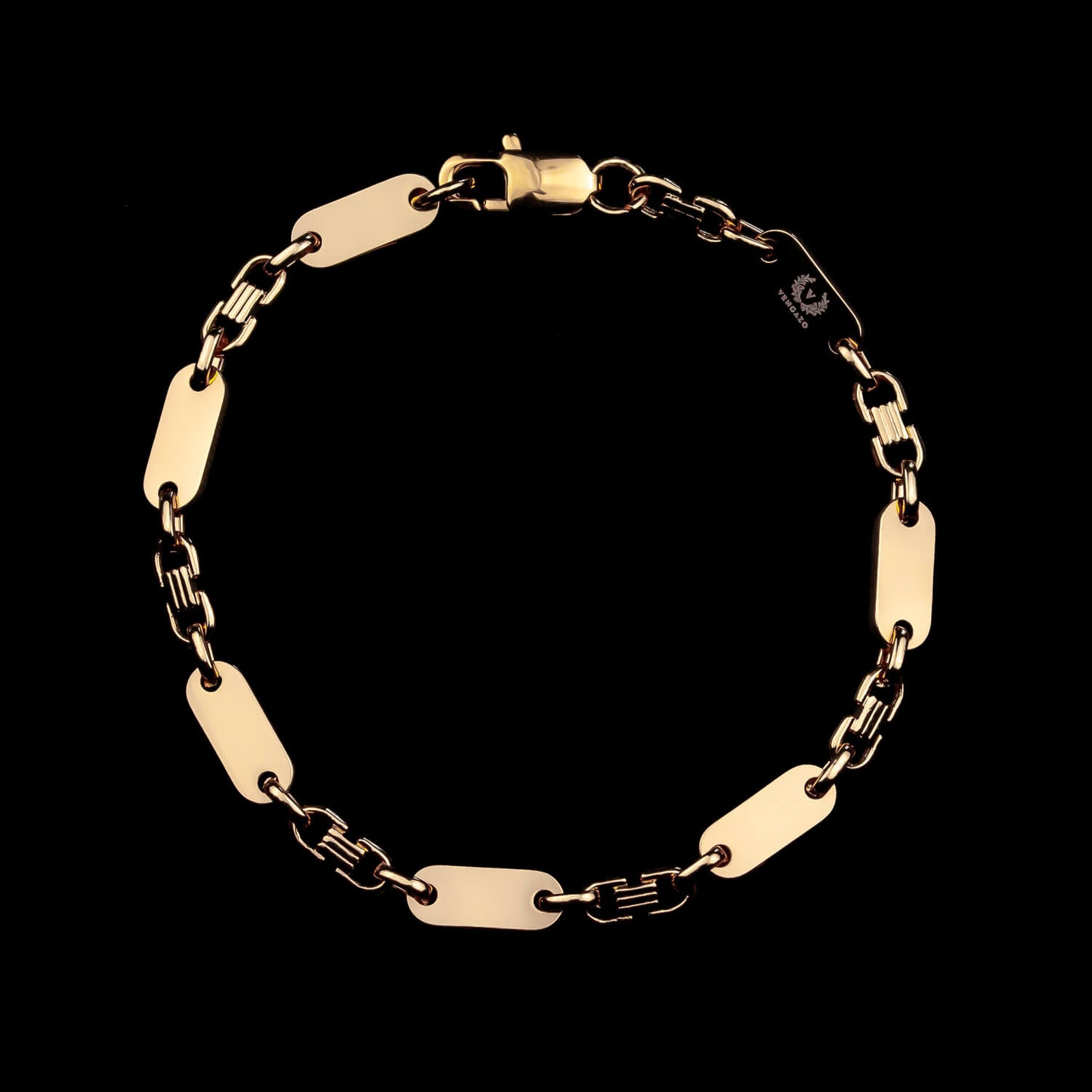 Plattenketten Armband 6mm - Edelstahl, 18k vergoldet