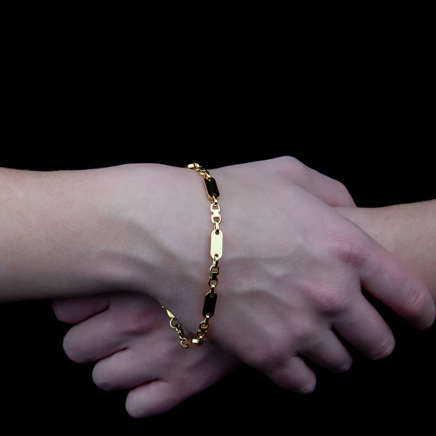 Plattenketten Armband 6mm - Edelstahl, 18k vergoldet