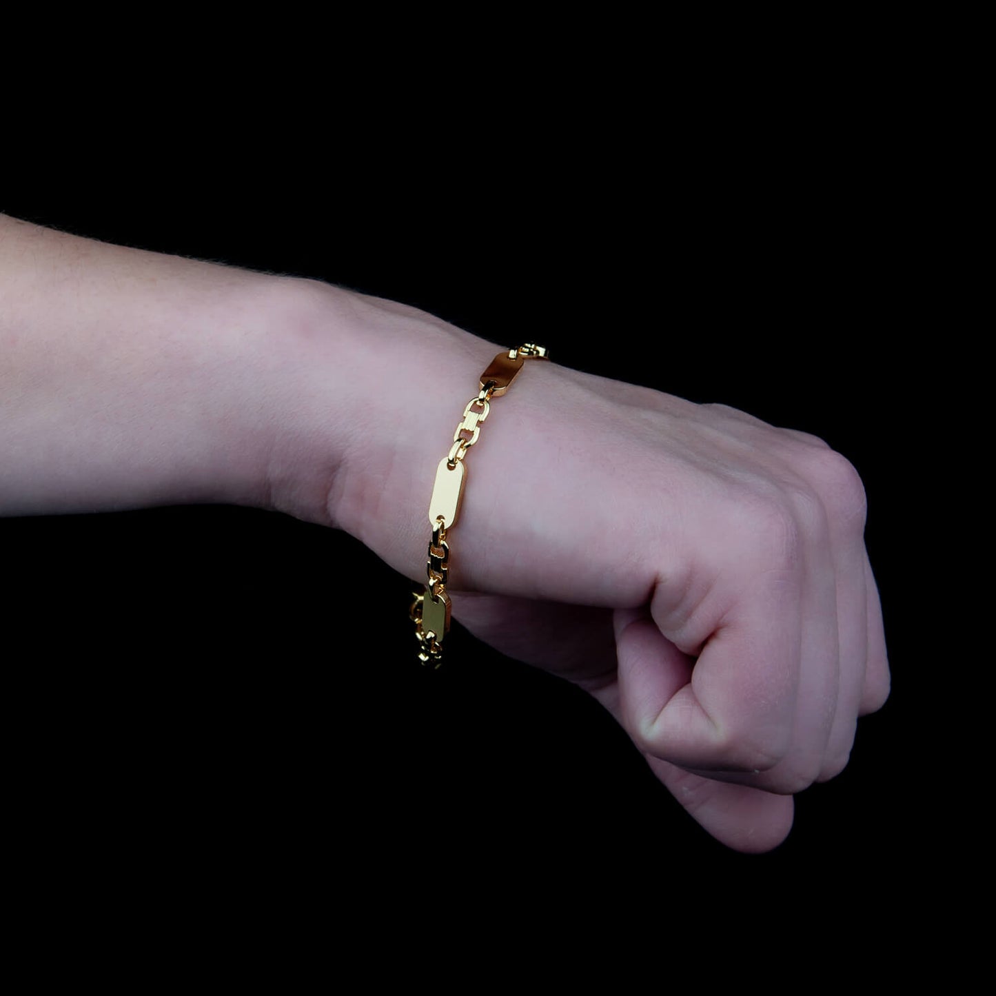 Plattenketten Armband 6mm - Edelstahl, 18k vergoldet