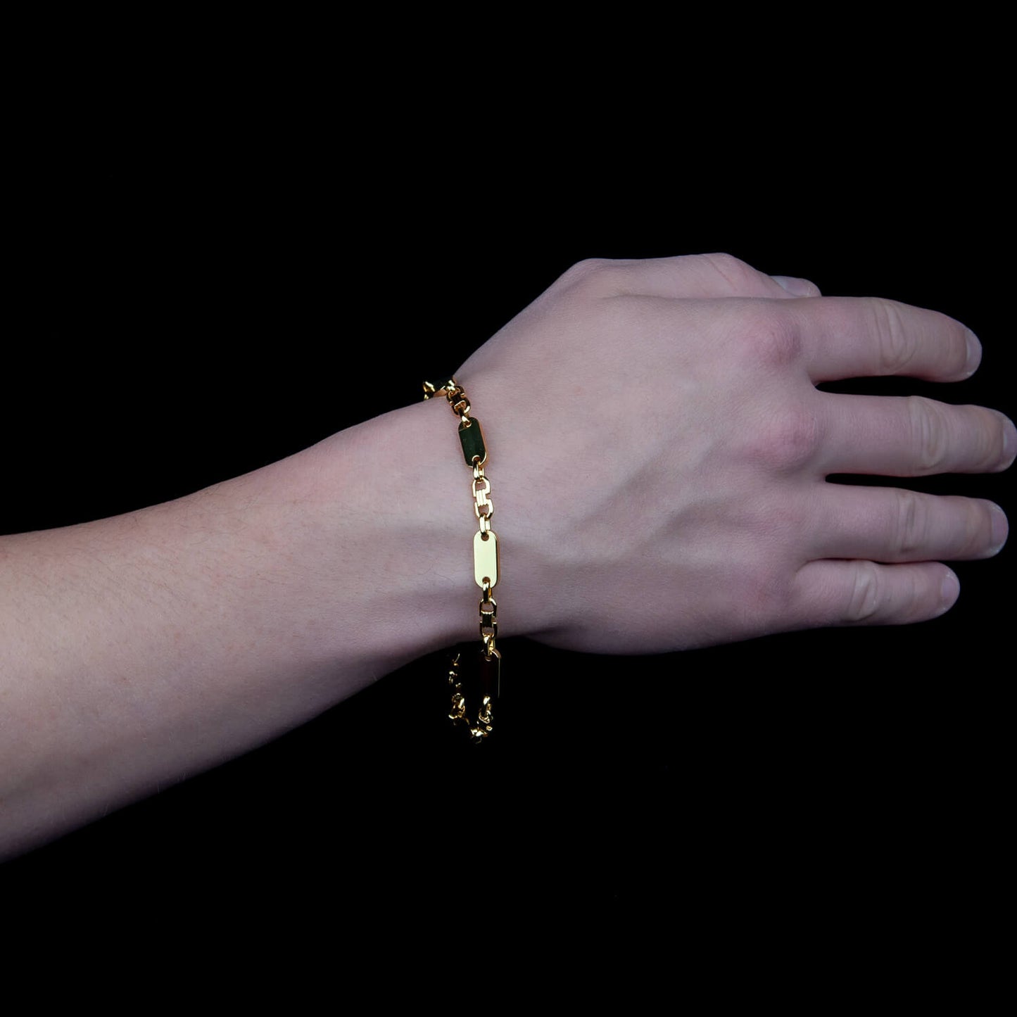 Plattenketten Armband 6mm - Edelstahl, 18k vergoldet