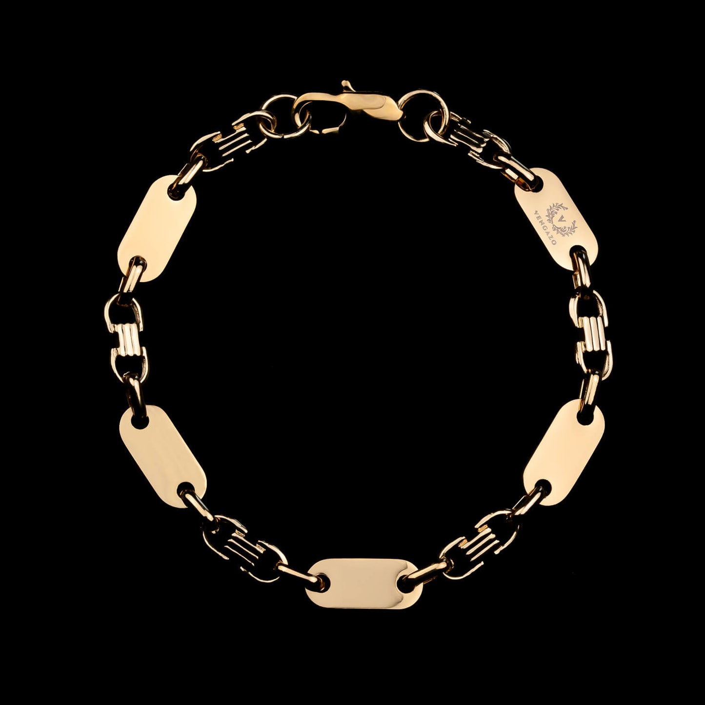 Plattenketten Armband 8mm - Edelstahl, 18k vergoldet