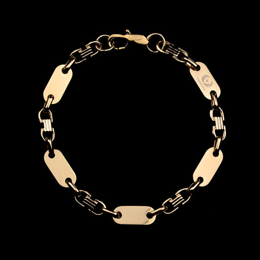 Plattenketten Armband 8mm - Edelstahl, 18k vergoldet