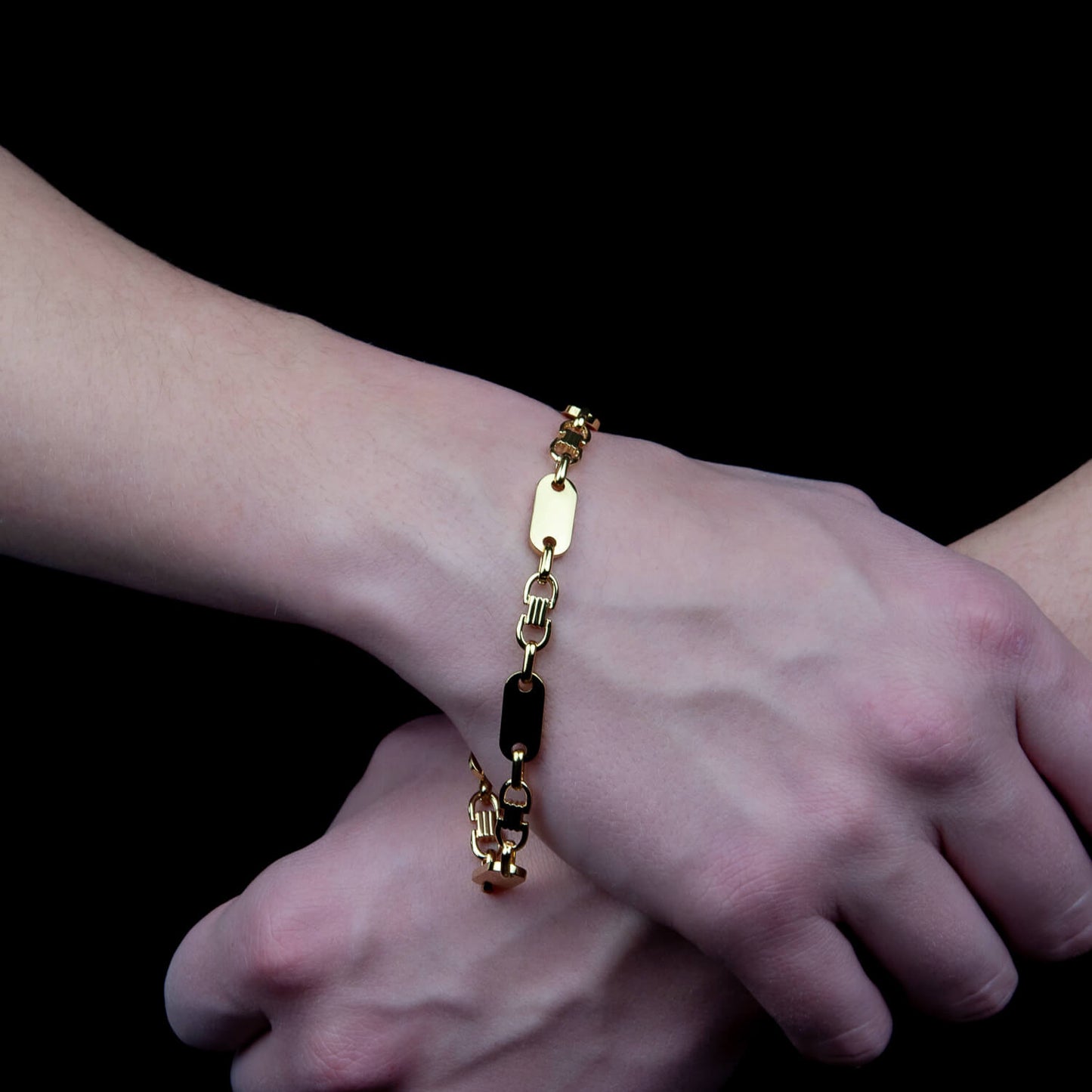 Plattenketten Armband 8mm - Edelstahl, 18k vergoldet