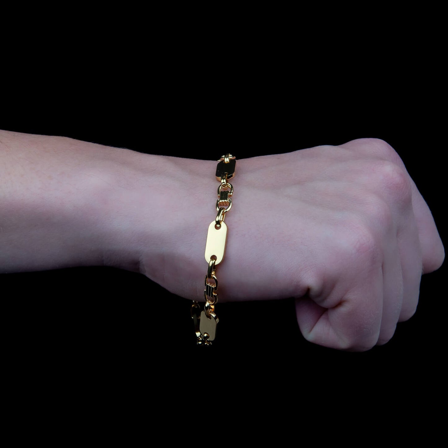 Plattenketten Armband 8mm - Edelstahl, 18k vergoldet