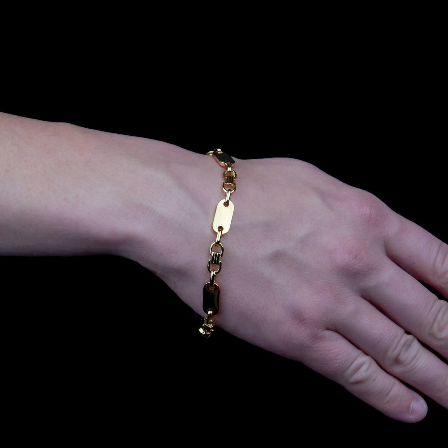 Plattenketten Armband 8mm - Edelstahl, 18k vergoldet